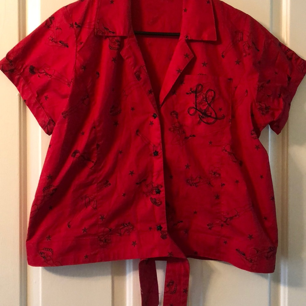 Red tie crop top